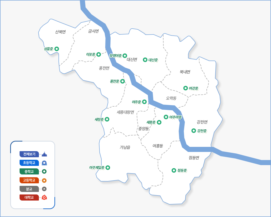 여주 관내 중학교 지도 : 자세한 내용은 아래를 참조