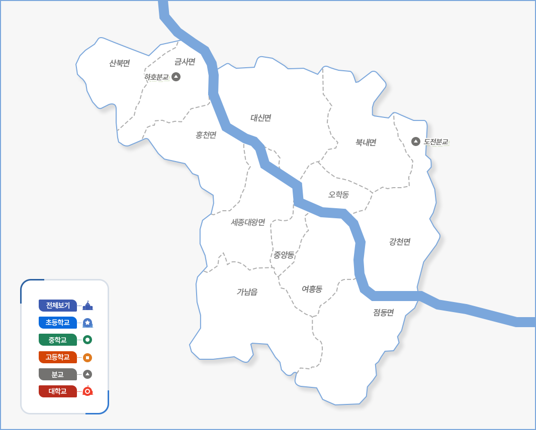여주 관내 분교 지도 : 자세한 내용은 아래를 참조